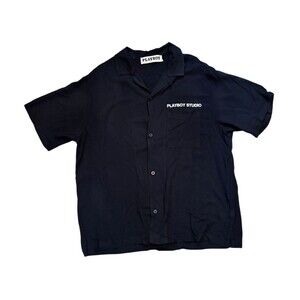 Playboy Studio By PacSun Button Up Shirt Mens M Black White Bunny Party Playa